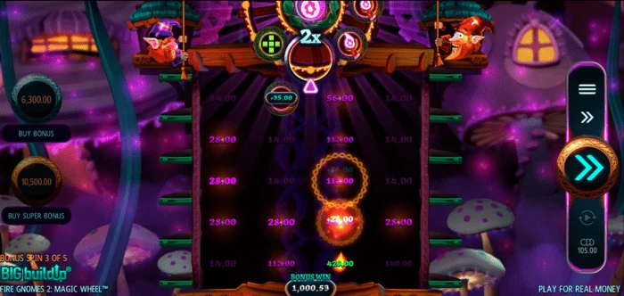 Fire Gnomes 2 Magic Wheel - siatka Free Spins z aktywnymi rolami